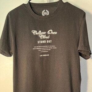 Bordo Cromato CR-24 "Culture over Clout" Black Embroidered Tee T-Shirt SZ Med